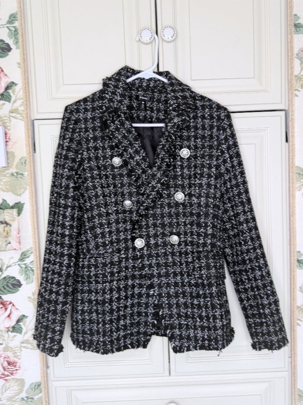 AQUA Tweed Double Breasted Blazer Medium